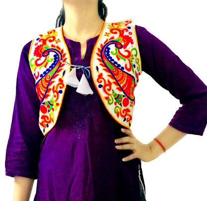 Runjhun Ethnic Designer White Mor Koti