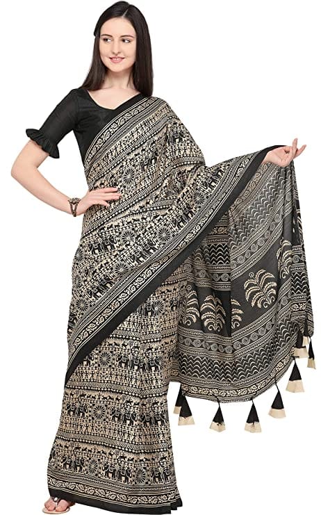 Art Silk Black Printed Saree