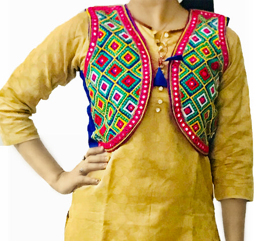 Runjhun Blue Embroidered Barfi Mirror Koti