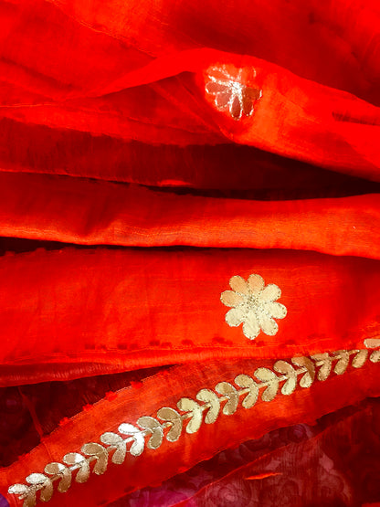 Runjhun Orange Organza Gotta Patti Dupatta