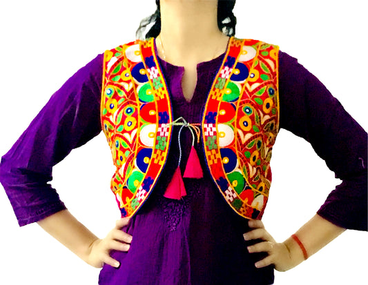 Runjhun Pink Embroidered Kutch Koti