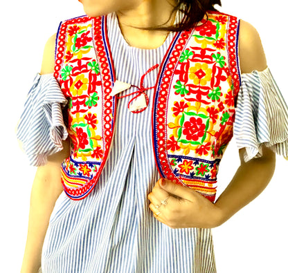 Runjhun White Phulkari Mirror Koti