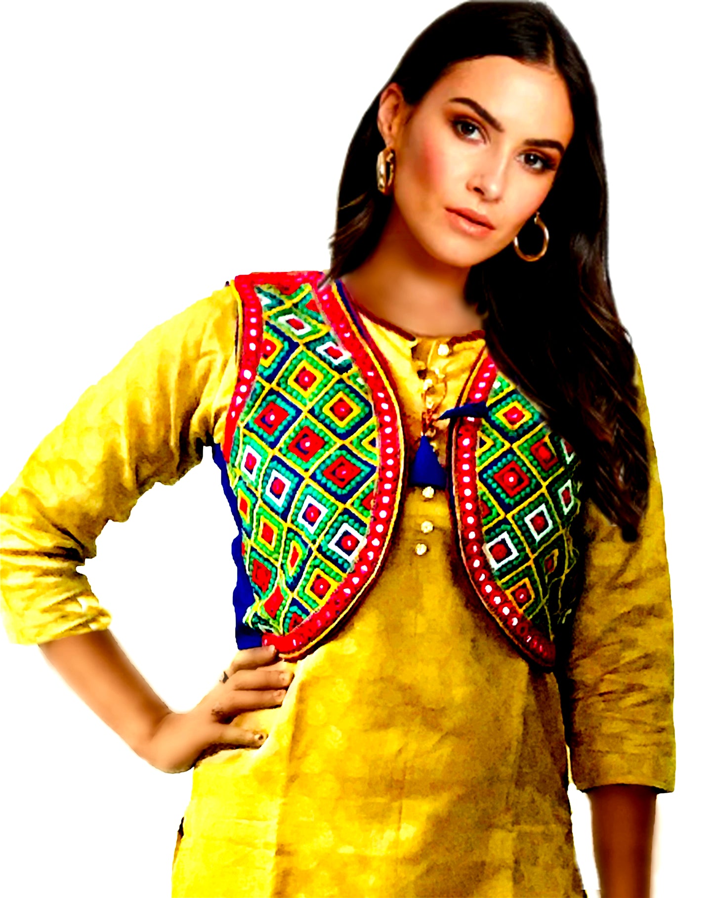 Runjhun Blue Embroidered Barfi Mirror Koti