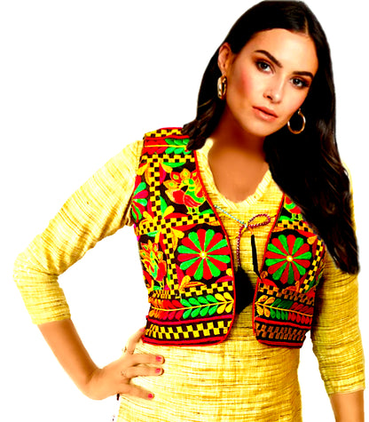 Runjhun Ethnic Black Multicolour Floral Koti