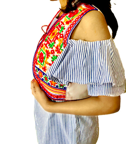Runjhun White Phulkari Mirror Koti