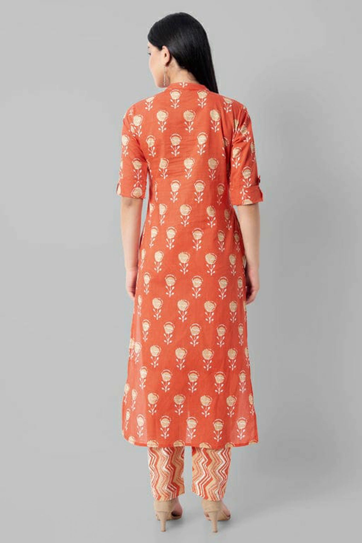 Women's Printed Cotton Office Wear Kurta Set