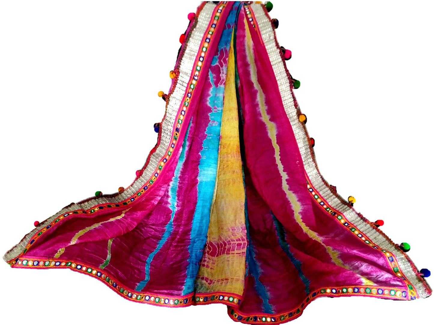 Runjhun Multicolored Bandhani Silk Dupatta