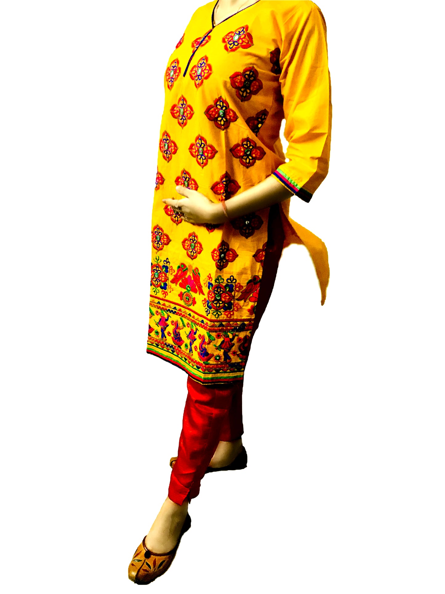 Runjhun Ethnic Designer Yellow Alpana Kurta