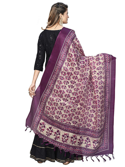 Women'S Art Silk Coloured Floral Print Dupatta