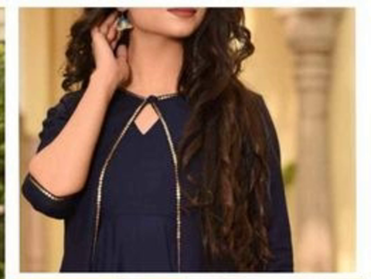 Urban Wardrobe's Women's Navy Blue Designer Double Layered Dress