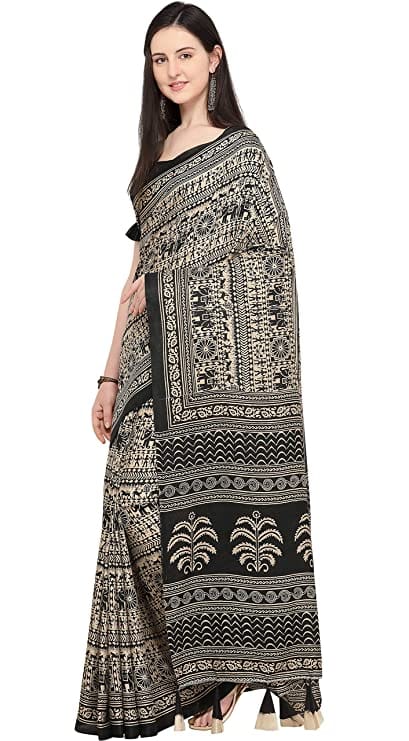 Art Silk Black Printed Saree