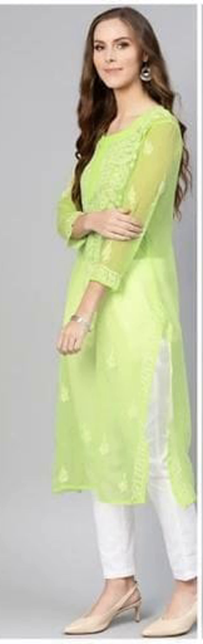 Light Green ChikanKari Embroidered Kurta