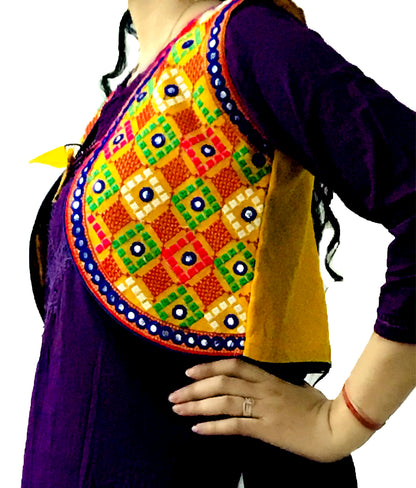 Runjhun Yellow Cross Stitch Mirror Koti