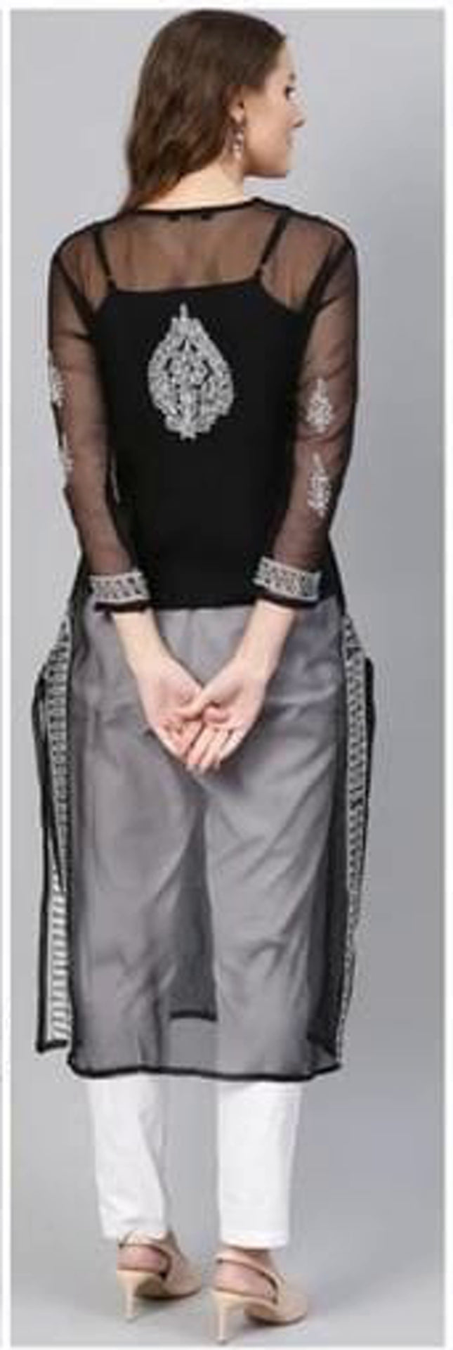 Black Chikan Kari Embroidered Kurta