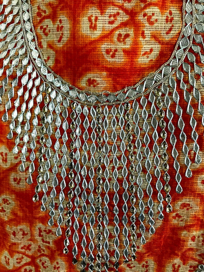 Runjhun Orange Gotta Patti Kota Kurta Length