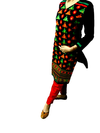 Runjhun Designer Black Club Gujarati Kurta