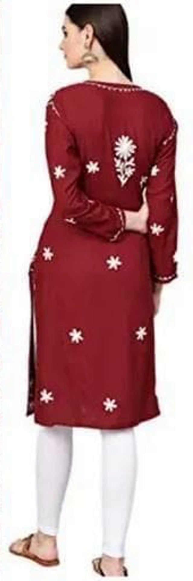 Maroon ChikanKari Embroidered Kurta
