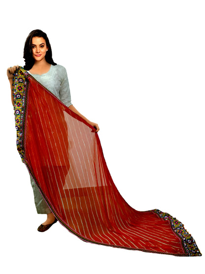 Runjhun Chiffon Leheriya Dupatta (orange)