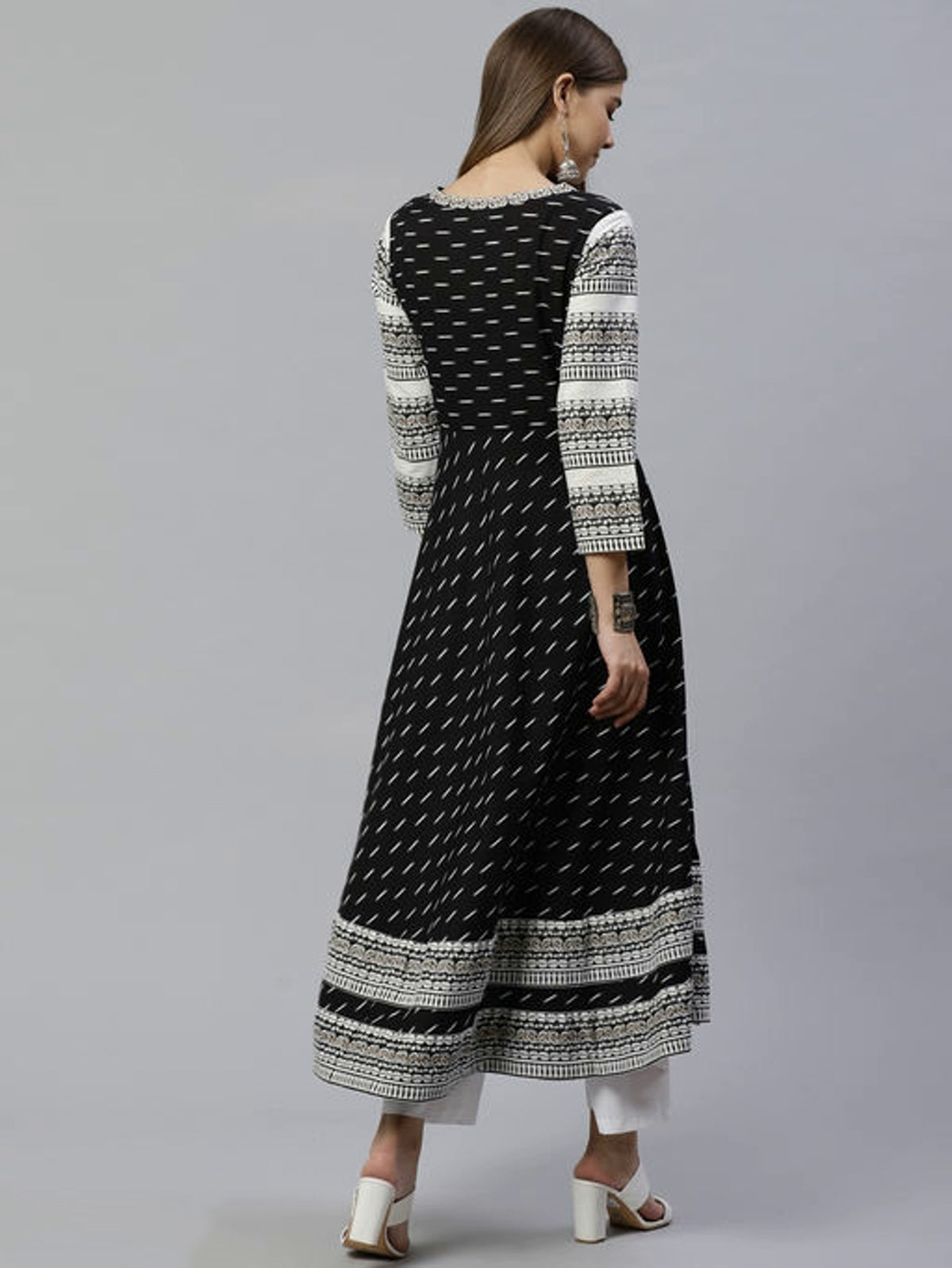 Women's Cotton Ikkat Print Anarkali Kurta