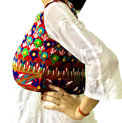 Runjhun Red Kali Embroidered Koti