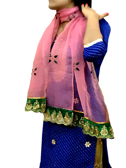 Runjhun Chanderi Pink Designer Stole