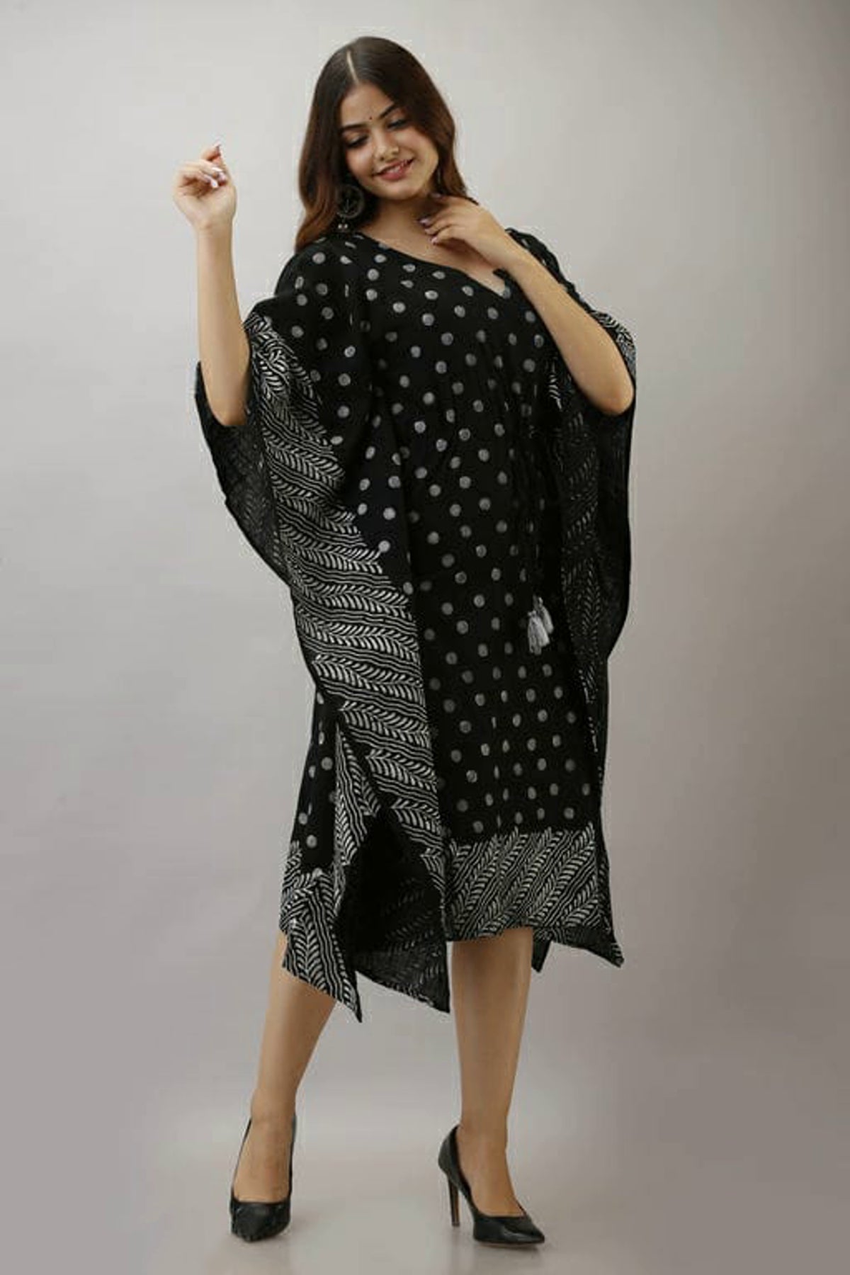 Women's Stylish Block Printed Kaftan Dress