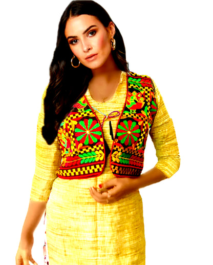 Runjhun Ethnic Black Multicolour Floral Koti