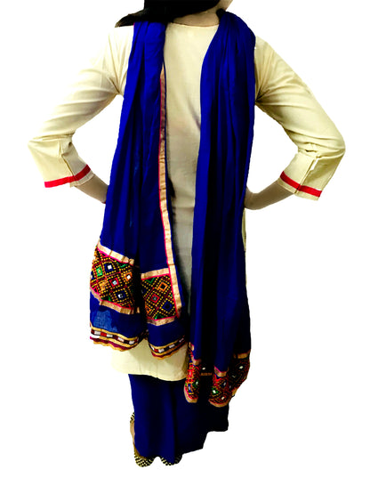 Runjhun Designer Cream Club Gujarati Kurta