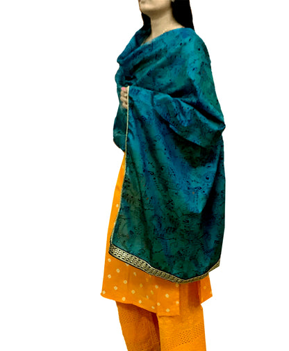 Runjhun Crushed Silk Printed Gotta Patti Dupatta