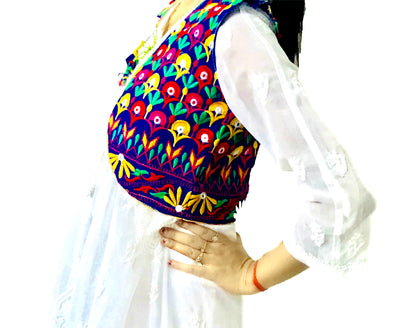 Runjhun Blue Kali Embroidered Koti