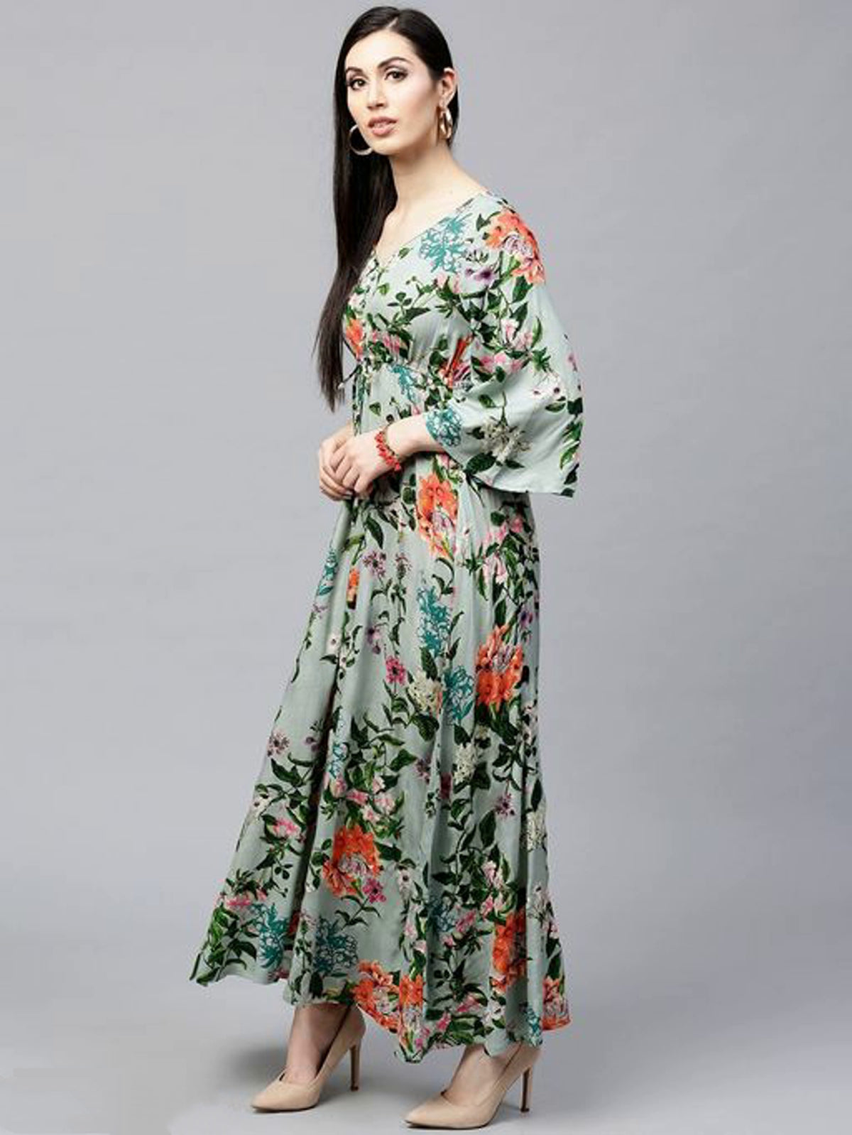 Women's Pretty Floral A Line Maxi Dress