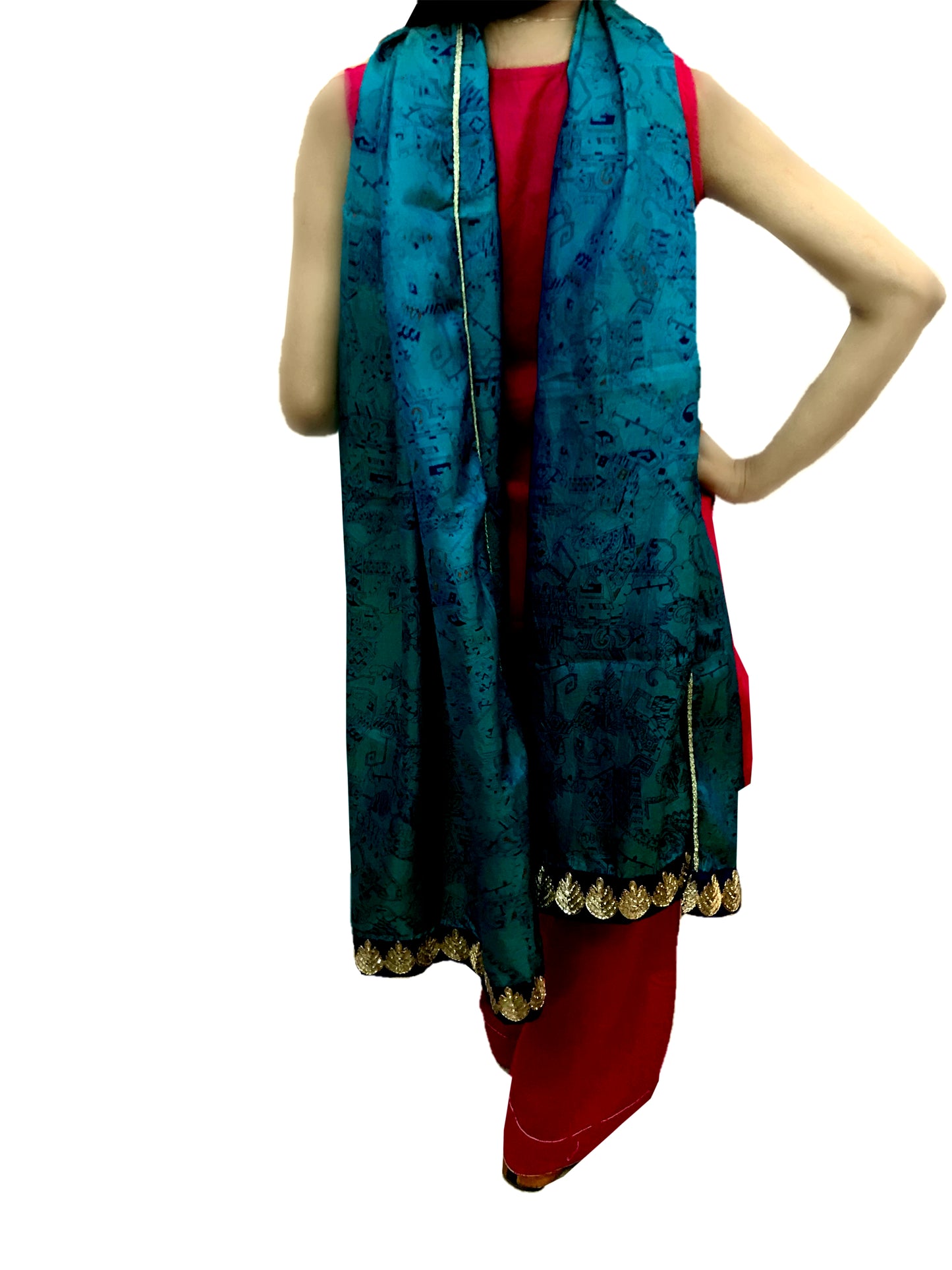 Runjhun Silk Printed Embellished Designer Dupatta