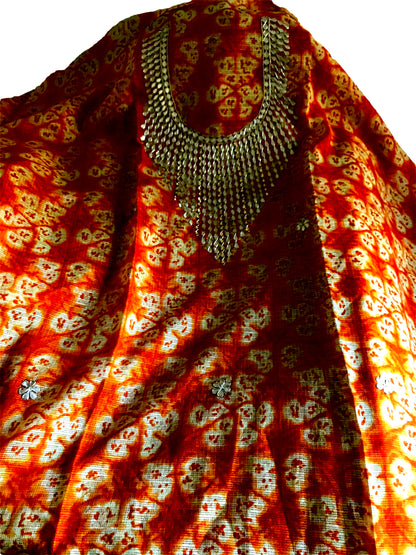 Runjhun Orange Gotta Patti Kota Kurta Length