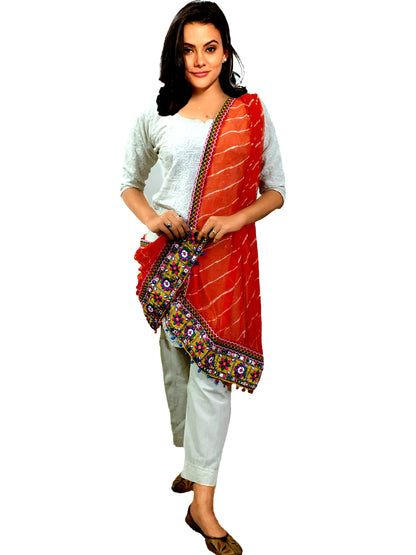 Runjhun Chiffon Leheriya Dupatta (orange)