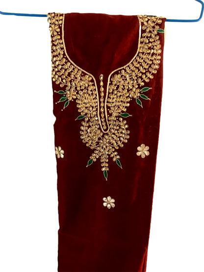 Runjhun Maroon Kundan Gotta Patti Kurta Length