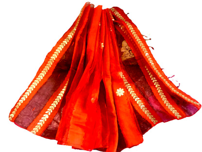 Runjhun Orange Organza Gotta Patti Dupatta