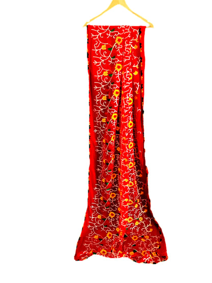 Runjhun Chiffon Embroidered Dupatta (Red)