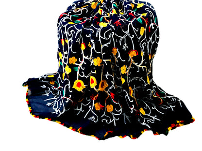 Runjhun Chiffon Embroidered Dupatta (Navy Blue)