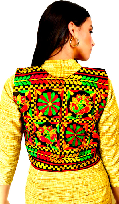 Runjhun Ethnic Black Multicolour Floral Koti