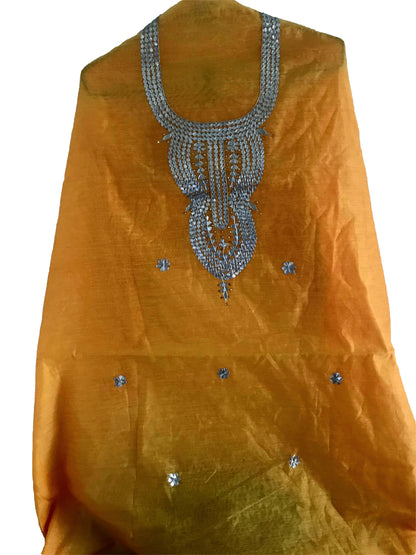 Runjhun Yellow Chanderi Gotta Patti Kurta Length