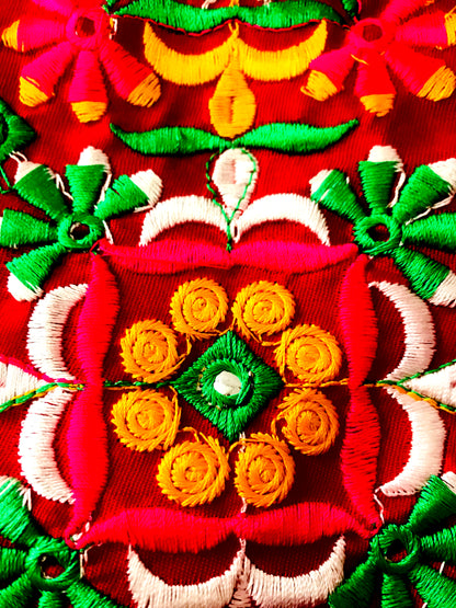 Runjhun Red Phulkari Mirror Koti