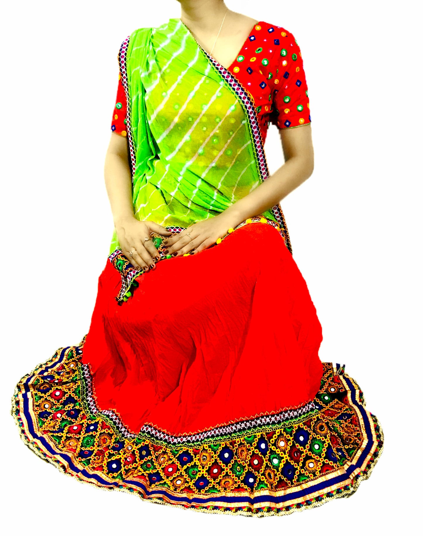 Runjhun Embroidered Chanaya Choli (Carrot Coloured) with Dupatta