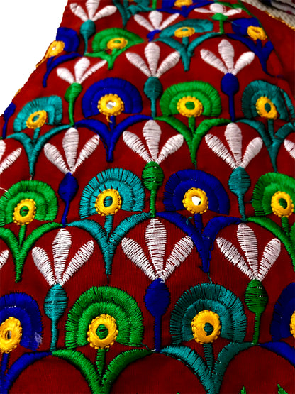 Runjhun Red Kali Embroidered Koti