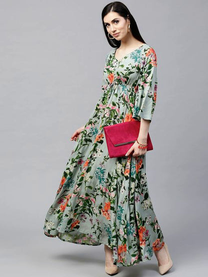 Women's Pretty Floral A Line Maxi Dress