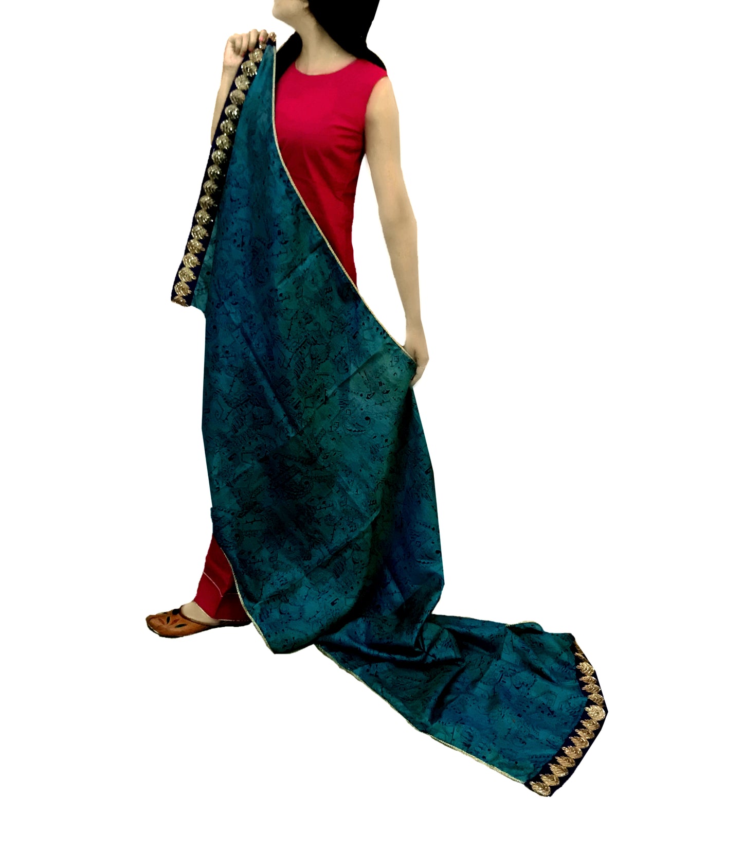 Runjhun Silk Printed Embellished Designer Dupatta