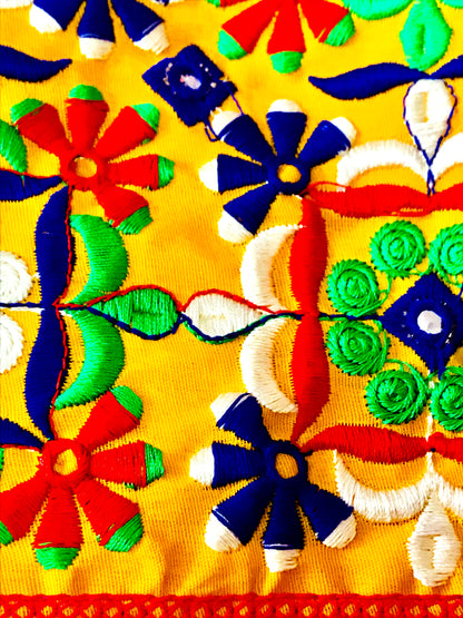 Runjhun Yellow Phulkari Mirror Koti