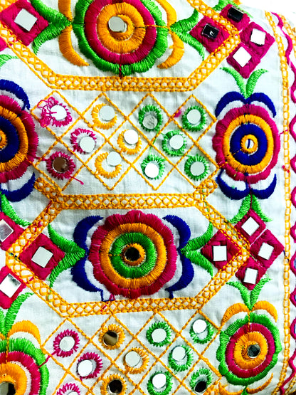 Runjhun Designer White Rangeela Mirror Kurta