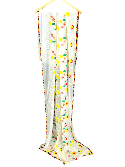 Runjhun Chiffon Embroidered Dupatta (White)