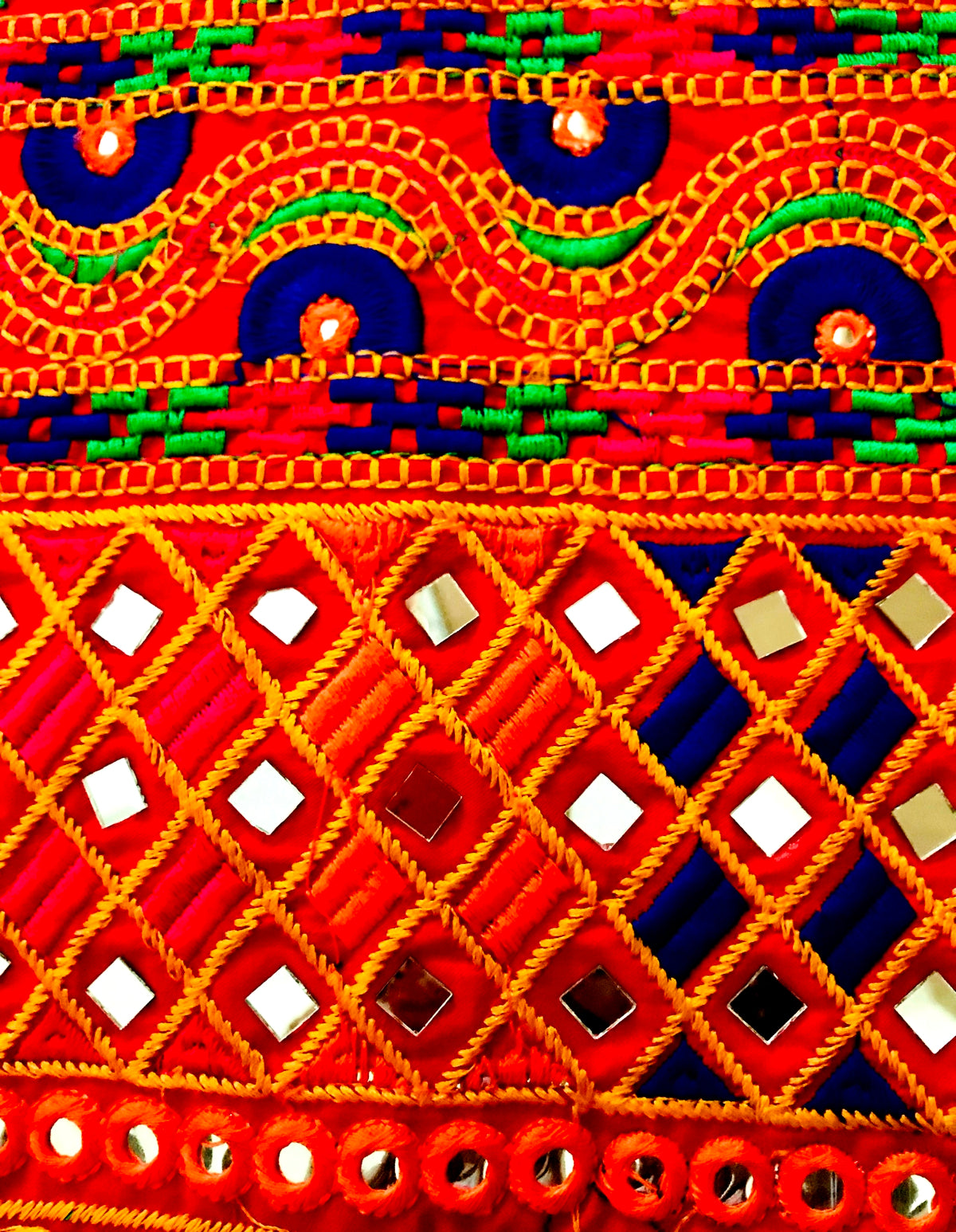 Runjhun Designer Lal Chadi Mirror work Gujarati Kurta