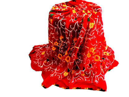 Runjhun Chiffon Embroidered Dupatta (Red)
